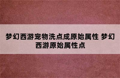 梦幻西游宠物洗点成原始属性 梦幻西游原始属性点